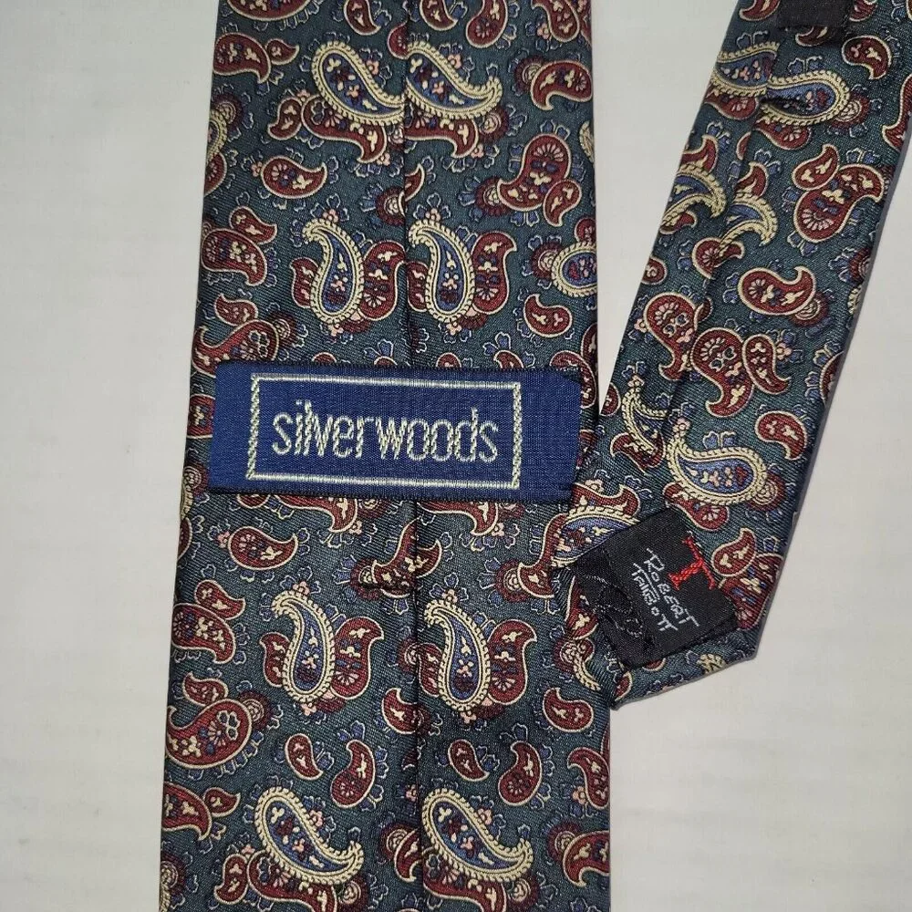 Robert Talbott Silverwoods Tie Mens One Size Paisley Print Silk Handmade Necktie